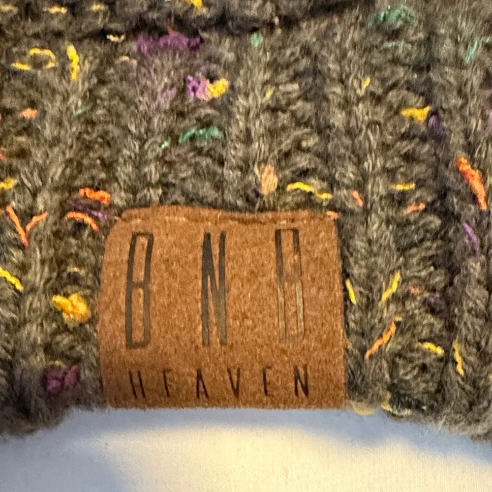 BNB Heaven Knit Beanie with hole on top for pony. New Never Worn